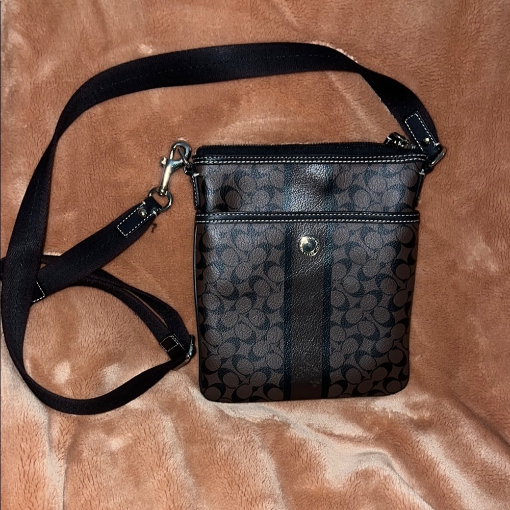 Coach Black/Brown small slim crossbody Timeless Design